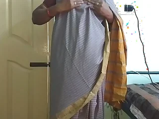 desi  indian tamil telugu kannada malayalam hindi horny cheating wife vanitha debilitating grey colour saree  showing broad in the beam boobs and shaved pussy stir up hard boobs stir up nip rubbing pussy masturbation